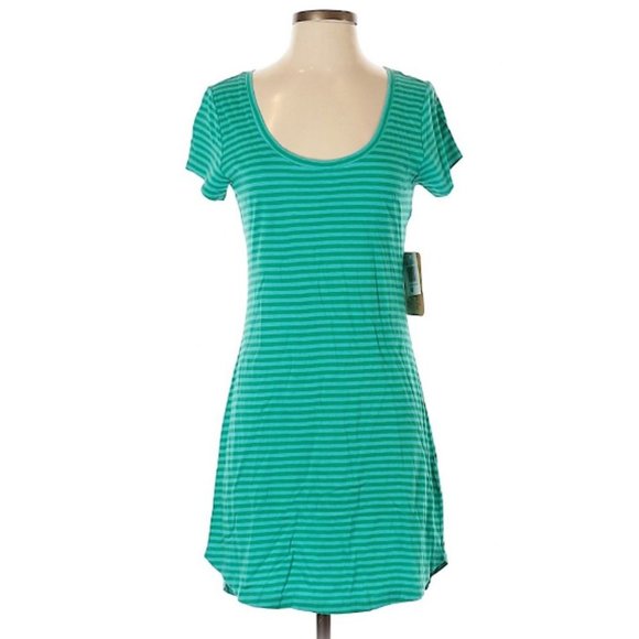 NWT Threads 4 Thought Womens Beatrice Dress XS Green Striped T-shirt Scoop Neck - Picture 1 of 7